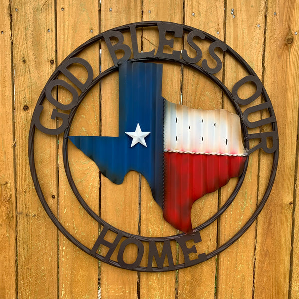 24" WAVY GOD BLESS PUR HOME STATE OF TEXAS METAL CRAFT SIN WESTERN HOME DECOR HANDMADE NEW