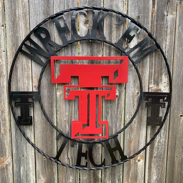 12", 18", 24", 32" WRECKEM TEXAS TECH METAL CUSTOM VINTAGE CRAFT TEAM SIGN HANDMADE