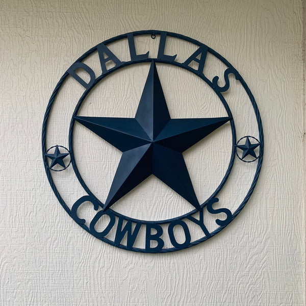 DALLAS COWBOYS NAVY BLUE BARN STAR METAL LONE STAR WESTERN HOME DECOR HANDMADE 24",32",36",40",42",44",46",50"