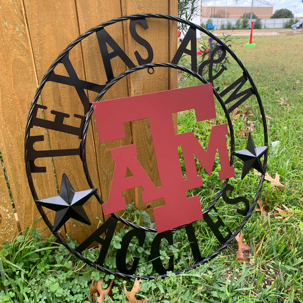 12", 18", 24", 32" TEXAS A&M AGGIES STARS METAL CUSTOM VINTAGE CRAFT WALL ART TEAM SIGN HANDMADE