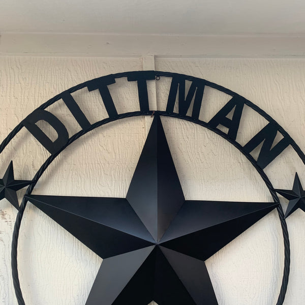LOPEZ CUSTOM STAR NAME BARN METAL STAR 3d TWISTED ROPE RING WESTERN HOME DECOR RUSTIC  BRONZE HANDMADE 24",32",34",36",40",42",44",46",50"