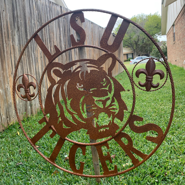 12:,18",24",32",36" LSU TIGERS METAL CUSTOM VINTAGE CRAFT ART SIGN