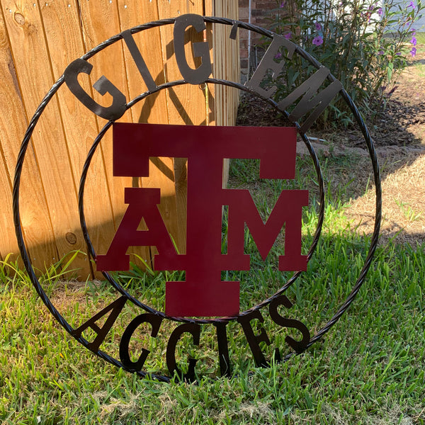 GIGEM AGGIES METAL CUSTOM VINTAGE CRAFT TEAM SIGN HANDMADE