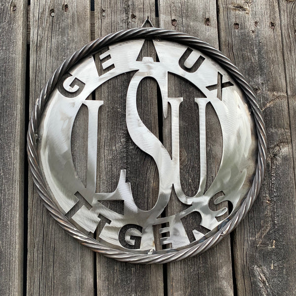 12",18",24",32" LSU GEAUX TIGERS CUSTOM METAL VINTAGE CRAFT TEAM SIGN WESTERN HOME DECOR HANDMADE