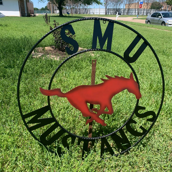 12",18",24",32",36" SMU MUSTANGS METAL CUSTOM VINTAGE CRAFT WALL ART TEAM SIGN HANDMADE