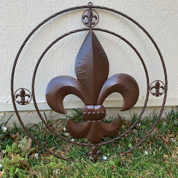 MULTI FLEUR DE LIS METAL WALL ART WESTERN HOME DECOR VINTAGE RUSTIC BROWN ART NEW