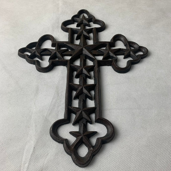 #SI56353 LONE STAR WESTERN CROSS METAL CAST IRON WESTERN HOME DECOR NEW HANDMADE ART