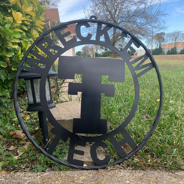 12",18",24",32",36" WRECKEM TEXAS TECH SOLID PLAIN T CUSTOM VINTAGE CRAFT METAL TEAM SIGN HANDMADE