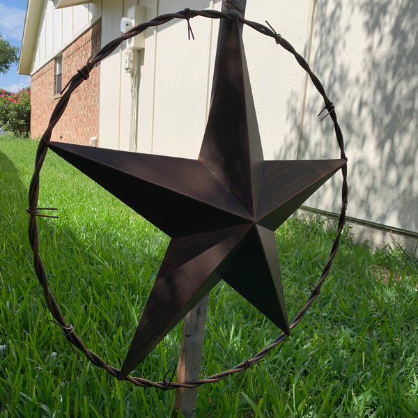 24" BARBWIRE TWISTED RING METAL WALL ART WESTERN HOME DECOR RUSTIC BRONZE COPPER #A10024