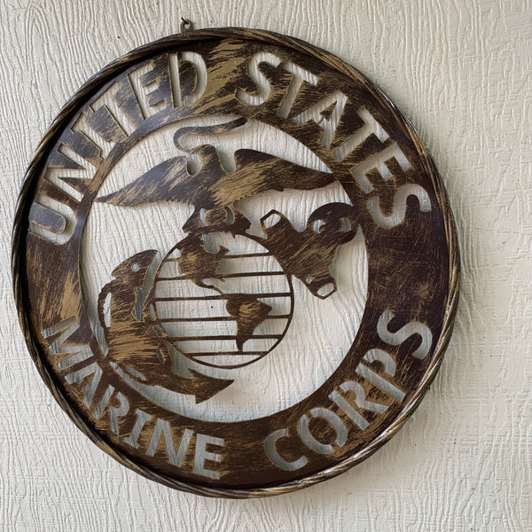 #EH10085 18",24",32" US MARINE CORPS MILITARY LASERCUT METAL PATRIOTIC WALL ART WESTERN HOME DECOR HANDMADE RUSTIC BRONZE COPPER