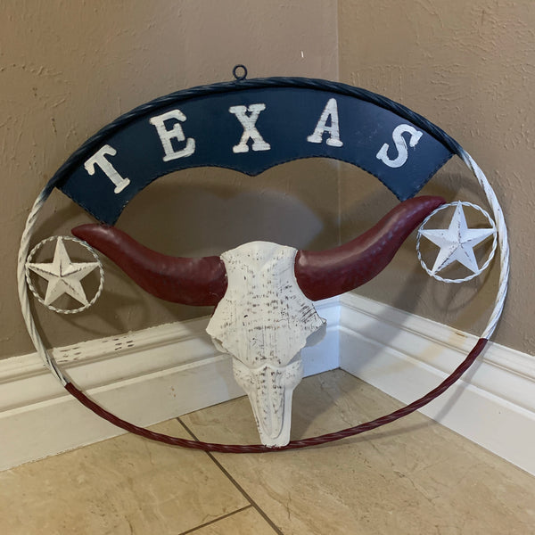 24" X 18" TEXAS LONGHORNS METAL ART WALL DECOR WESTERN HOME DECOR NEW