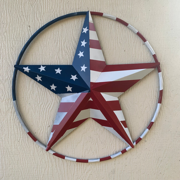 PEACE STAR SIGN METAL RED WHT BLUE STAR WESTERN HOME DECOR HANDMADE 12",16",24",32"36",38",40",48"
