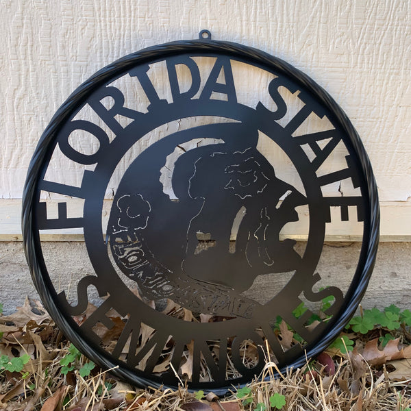 12",18", 24", 32" FSU FLORIDA STATE SEMINOLES INDIAN BLACK METAL CUSTOM VINTAGE CRAFT TEAM SIGN