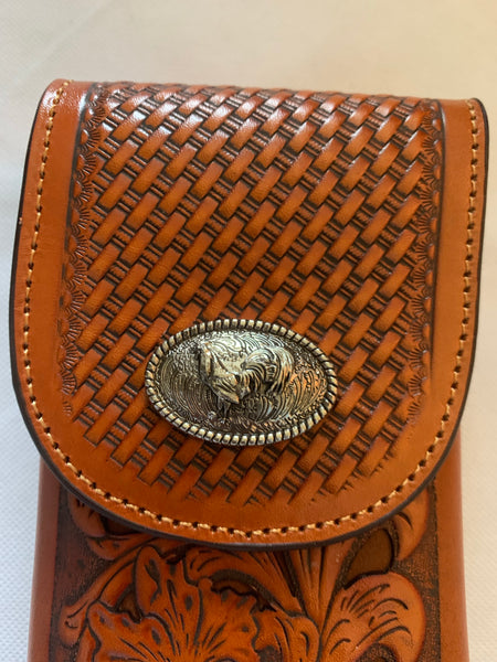 L_2069-1  7" ROOSTER TAN BROWN LEATHER POUCH EXTRA LARGE  BELT LOOP HOLSTER CELL PHONE CASE UNIVERSAL OVERSIZE