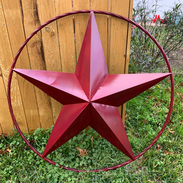 CRANBERRY BURGUNDY STAR RED STAR BARN METAL LONESTAR TWISTED ROPE RING WALL ART WESTERN HOME DECOR BRAND NEW