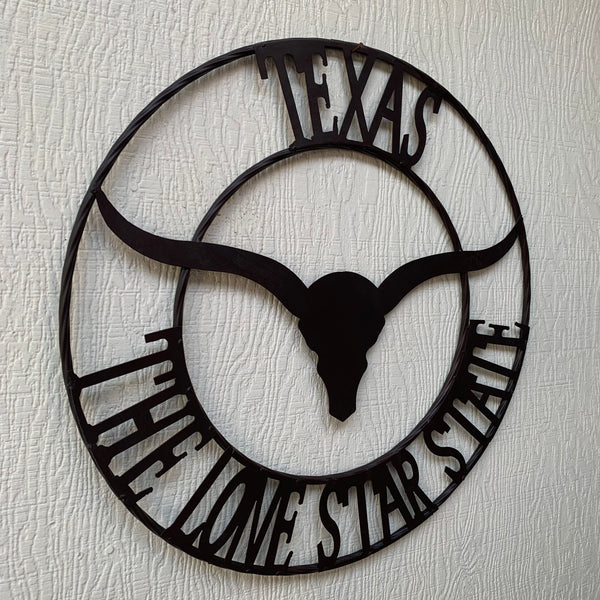 #DE22373 TEXAS THE LONE STAR STATE 24" LONGHORNS METAL WALL ART WESTERN HOME DECOR BRAND NEW