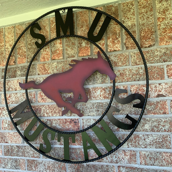 12",18",24",32",36" SMU MUSTANGS METAL CUSTOM VINTAGE CRAFT WALL ART TEAM SIGN HANDMADE