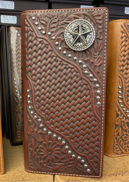 #LG GENUINE LEATHER WESTERN CHECKBOOK MEN'S WALLET WESTERN FASHION--FREE SHIPPING
