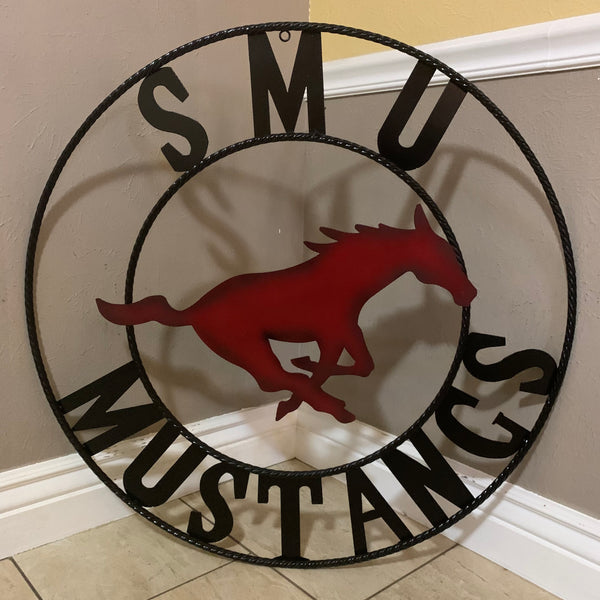 12",18",24",32",36" SMU MUSTANGS METAL CUSTOM VINTAGE CRAFT WALL ART TEAM SIGN HANDMADE