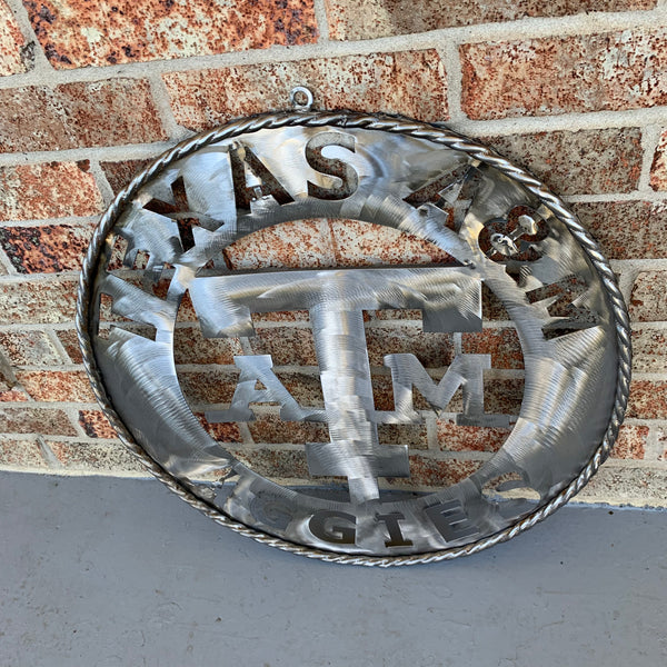 24" TEXAS A&M WIDE BAND RAW METAL CUSTOM VINTAGE CRAFT WALL ART TEAM SIGN HANDMADE