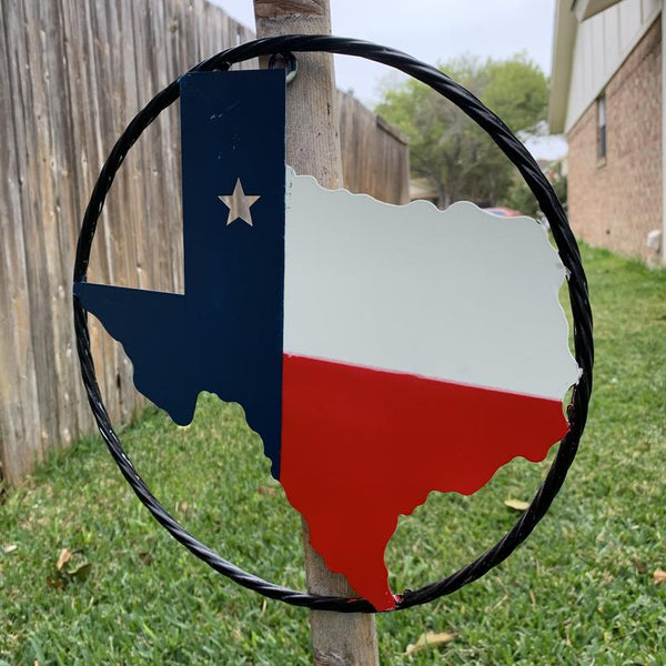 #BC8065 6",9",12"  TEXAS METAL STATE OF TEXAS MAP RED WHITE BLUE WALL ART WESTERN HOME DECOR NEW DECOR