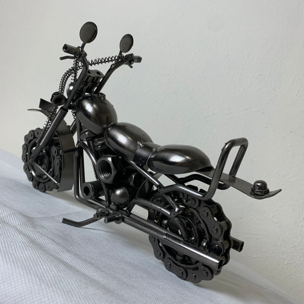 12" HARLEY STYLE MOTORCYCLE GUN METAL WESTERN HOME BAR DECOR NEW