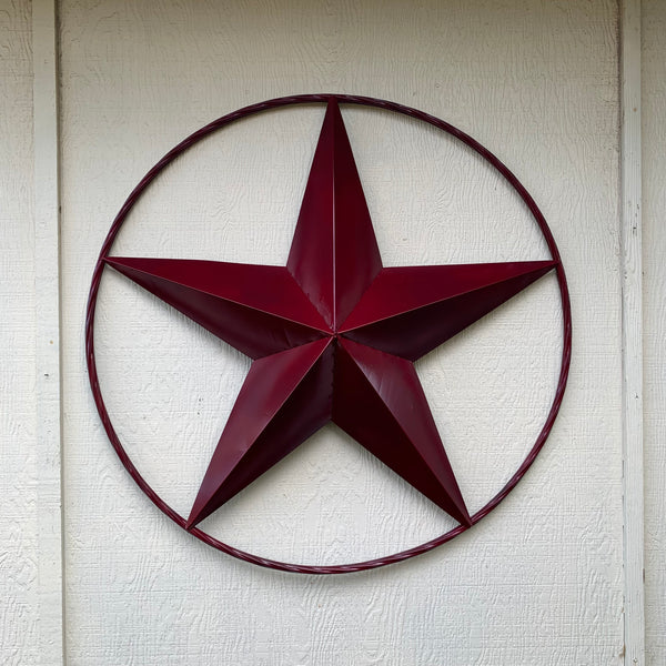 CRANBERRY BURGUNDY STAR RED STAR BARN METAL LONESTAR TWISTED ROPE RING WALL ART WESTERN HOME DECOR BRAND NEW