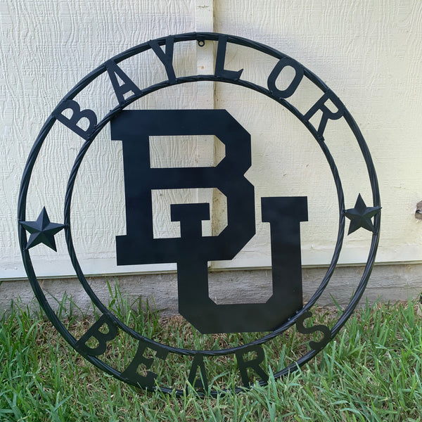 12", 18", 24", 32" BAYLOR BEARS CUSTOM BLACK METAL VINTAGE CRAFT SIGN WALL ART HANDMADE