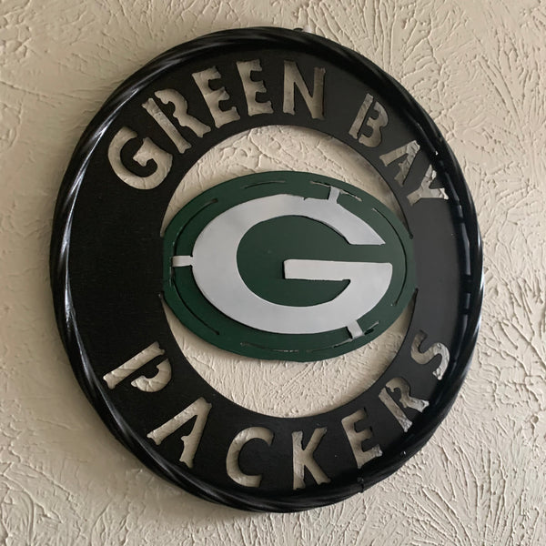 GREEN BAY WIDE BAND DISC METAL CUSTOM VINTAGE CRAFT TEAM SPORTS SIGN HANDMADE