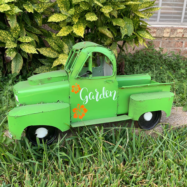 24" PICKUP TRUCK METAL ART FIGURINE OUTDOOR & INDOOR GARDEN WESTERN HOME DECOR HANDMADE NEW: 24"L x 12"W x 12" H