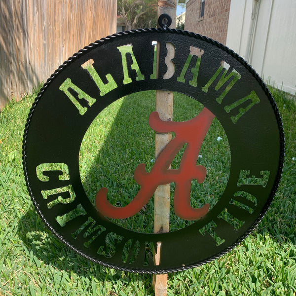 ALABAMA CRIMSON TIDE WIDE BAND RING CUSTOM METAL VINTAGE SIGN TEAM SPORTS HANDMADE
