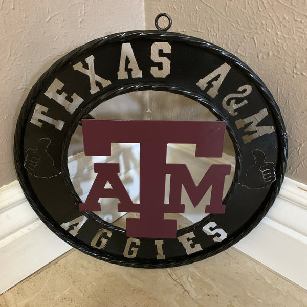 12",18",24",32" TEXAS A&M AGGIES WIDE BAND RING CUSTOM METAL VINTAGE CRAFT TEAM SIGN HANDMADE