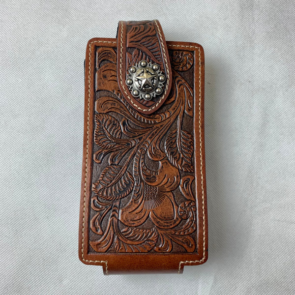 #WS341F 7" LONE STAR COFEE BROWN LEATHER POUCH EXTRA LARGE  BELT LOOP HOLSTER CELL PHONE CASE UNIVERSAL OVERSIZE--FREE SHIPPING