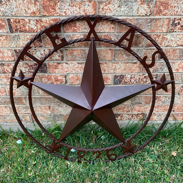 36" TEXAS 1836 BROWN BARN STAR METAL ART WESTERN HOME DECOR VINTAGE RUSTIC CRAFT ART