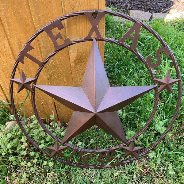24", 32",36",40" TEXAS 1836 RUSTIC BROWN BARN STAR METAL WALL WESTERN HOME DECOR HANDMADE