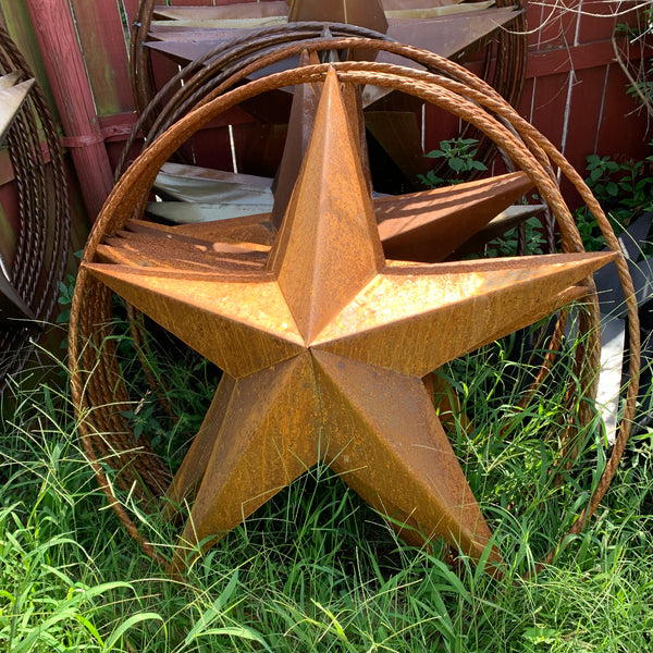 #EH10507 TEXAS GIANT 8,6,5,4 FOOT NATURAL RUSTIC SEALED COATED LARGE OVERSIZE METAL LONESTAR GENUINE RUST PATINA LONE STAR TWISTED ROPE RING 4,5,6,8 FOOT