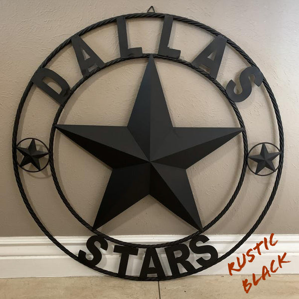 DALLAS STARS RUSTIC BLACK LONE STAR METAL HOCKEY TEAM WESTERN HOME DECOR CRAFT