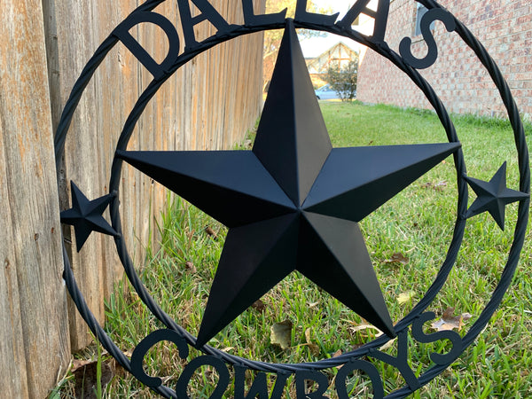 DALLAS COWBOYS RUSTIC BLACK BARN STAR CUSTOM METAL VINTAGE LONE STAR WESTERN HOME DECOR HANDMADE #EH12204