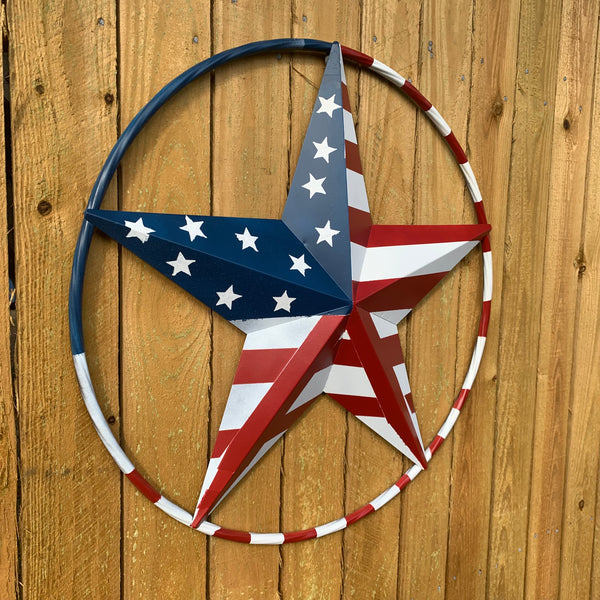 PEACE STAR SIGN METAL RED WHT BLUE STAR WESTERN HOME DECOR HANDMADE 12",16",24",32"36",38",40",48"