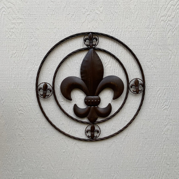 MULTI FLEUR DE LIS METAL WALL ART WESTERN HOME DECOR VINTAGE RUSTIC BROWN ART NEW