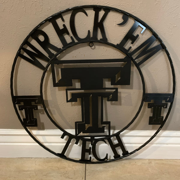 12", 18", 24", 32" WRECKEM TEXAS TECH METAL CUSTOM VINTAGE CRAFT TEAM SIGN HANDMADE