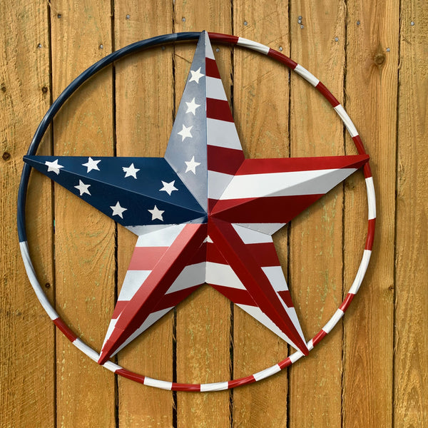 PEACE STAR SIGN METAL RED WHT BLUE STAR WESTERN HOME DECOR HANDMADE 12",16",24",32"36",38",40",48"