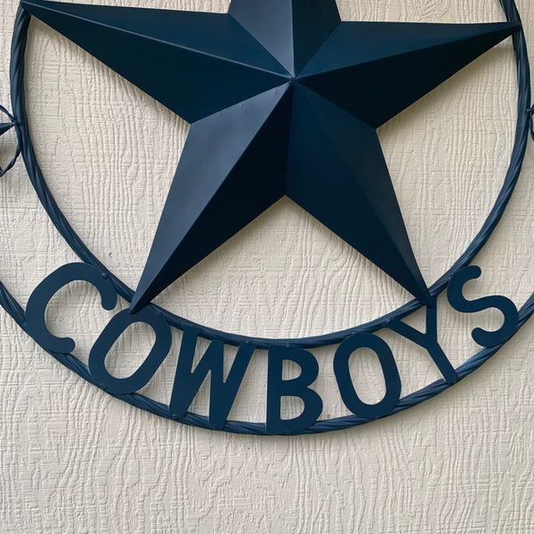 DALLAS COWBOYS NAVY BLUE BARN STAR METAL LONE STAR WESTERN HOME DECOR HANDMADE 24",32",36",40",42",44",46",50"