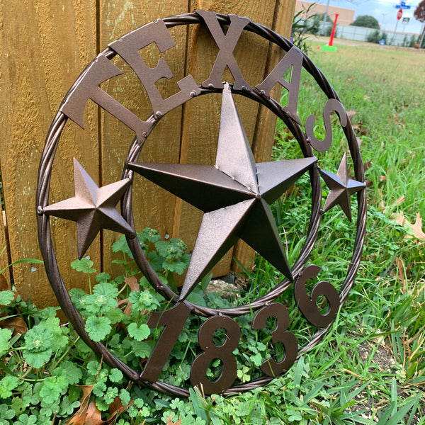 16" RUSTIC BRONZE TEXAS 1836 BARN LONE STAR METAL ART WESTERN HOME DECOR VINTAGE RUSTIC DARK BRONZE NEW