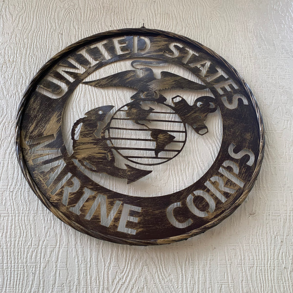 #EH10085 18",24",32" US MARINE CORPS MILITARY LASERCUT METAL PATRIOTIC WALL ART WESTERN HOME DECOR HANDMADE RUSTIC BRONZE COPPER