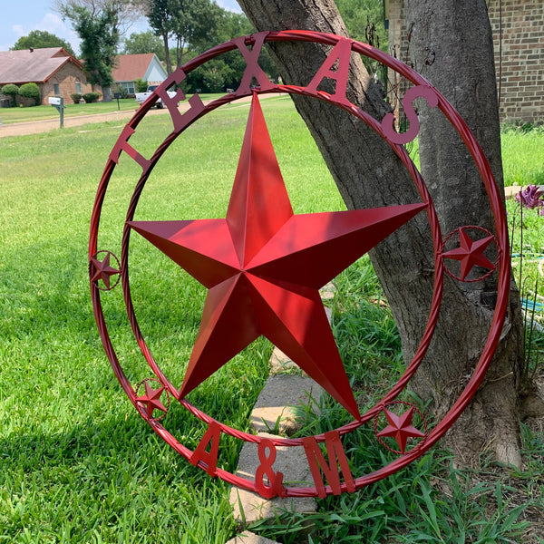 TEXAS A&M BURGUNDY RED BARN LONE STAR METAL CUSTOM VINTAGE CRAFT TEAM STAR WESTERN HOME DECOR HANDMADE SIZE:24",32",36",40",42",44",46",50"
