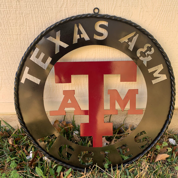 24" TEXAS A&M WIDE BAND RING CUSTOM METAL VINTAGE CRAFT SIGN TEAM HANDMADE