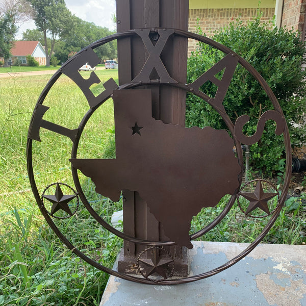 24" State of Texas Map Metal Wall Art Western Home Decor Vintage Rustic Bronze Copper New