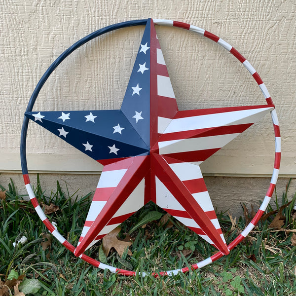 PEACE STAR METAL RED WHT BLUE STAR WESTERN HOME DECOR HANDMADE 12",16",24",32"36",38",40",48"