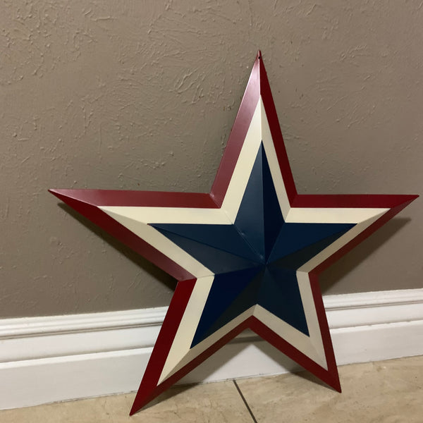 12",16",24",30",36" RED WHITE BLUE METAL BARN STAR METAL WALL ART HANDMADE